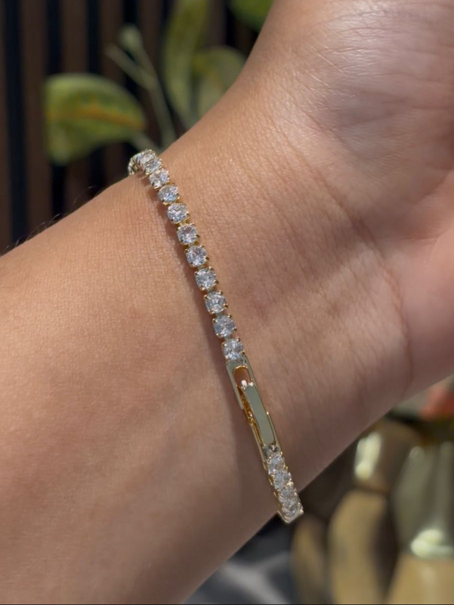 Golden Halo Tennis Bracelet