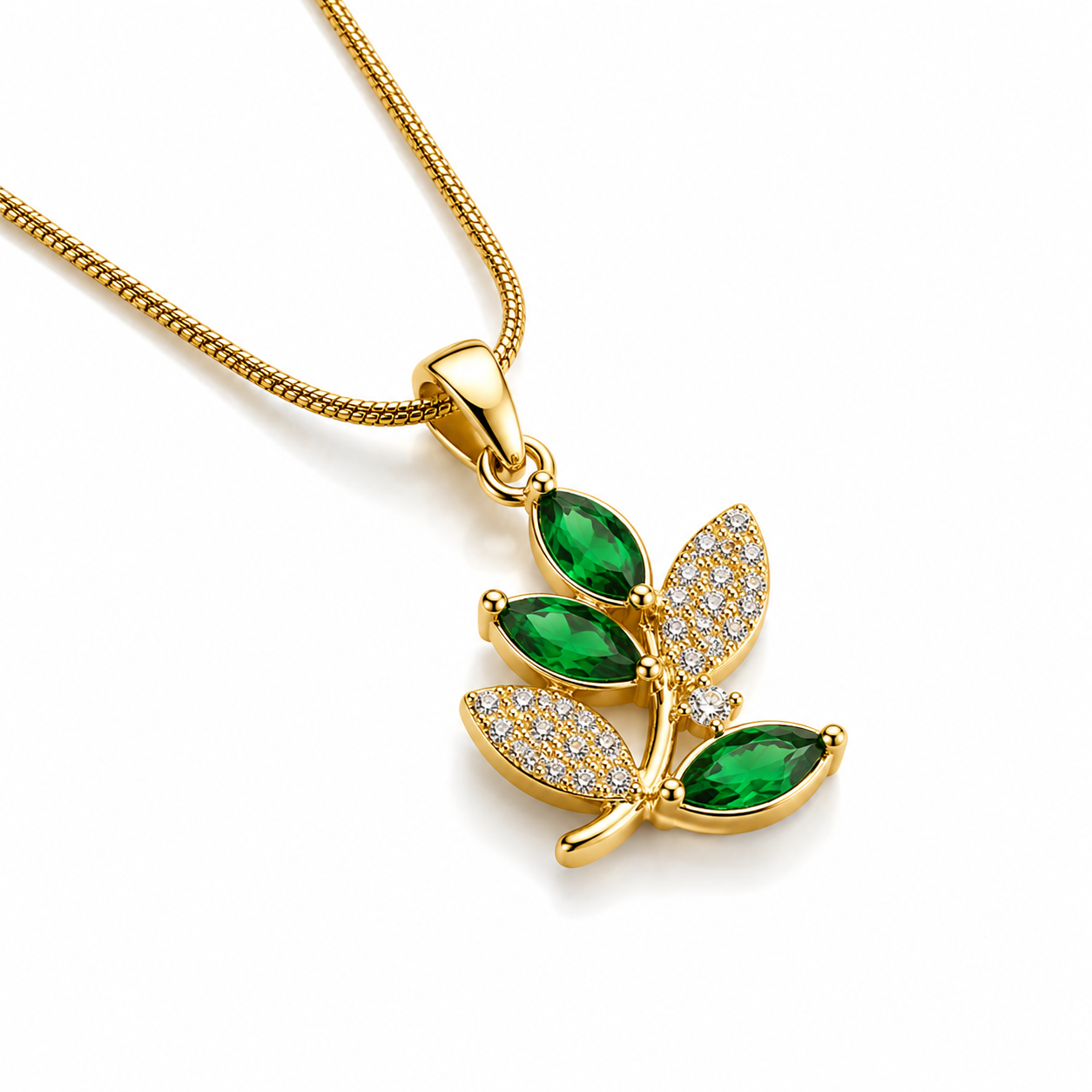 Emerald Leaf Necklace